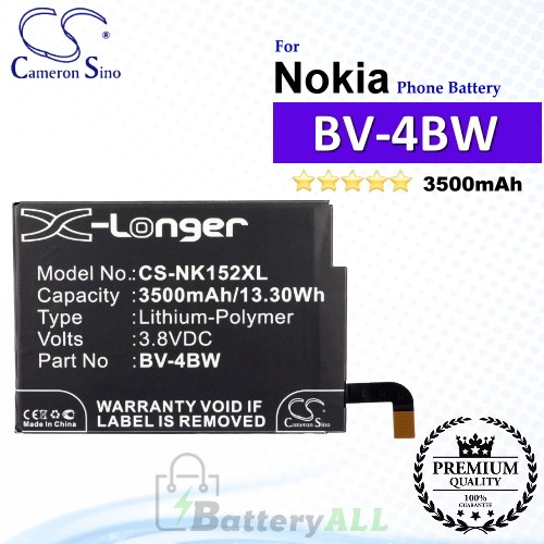 CS-NK152XL For Nokia Phone Battery Model BV-4BW