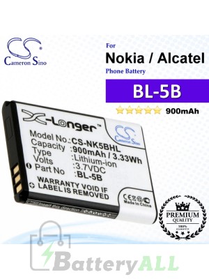 CS-NK5BHL For Nokia Phone Battery Model BL-5B