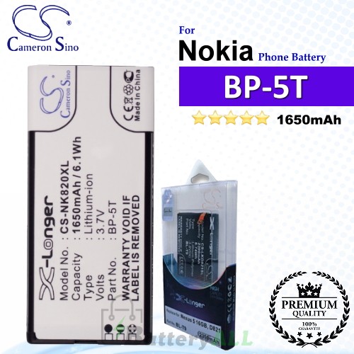 CS-NK820XL For Nokia Phone Battery Model BP-5T