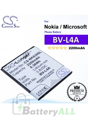 CS-NK830SL For Nokia / Microsoft Phone Battery Model BV-L4A