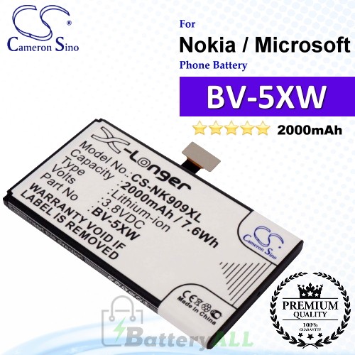 CS-NK909XL For Nokia / Microsoft Phone Battery Model BV-5XW