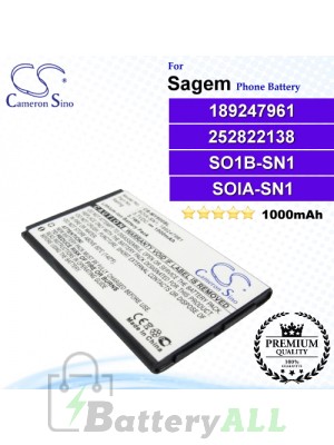 CS-MY600SL For Sagem Phone Battery Model SOIA-SN1 / 189247961 / 252822138 / SO1B-SN1