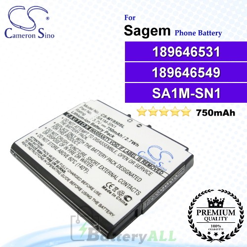 CS-MY850SL For Sagem Phone Battery Model SA1M-SN1 / 189646531 / 189646549
