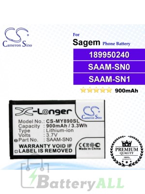 CS-MY890SL For Sagem Phone Battery Model SAAM-SN1 / SAAM-SN0 / 189950240