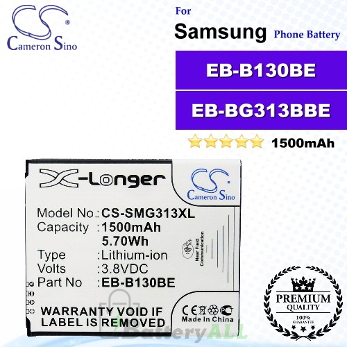 CS-SMG313XL For Samsung Phone Battery Model EB-B130BE / EB-BG313BBE / GH43-04256A