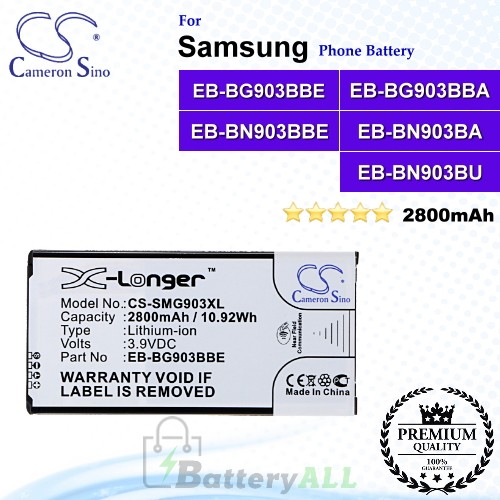 CS-SMG903XL For Samsung Phone Battery Model EB-BG903BBE / EB-BG903BBA / EB-BN903BBE / EB-BN903BA / EB-BN903BU