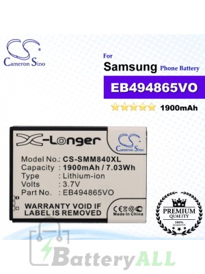CS-SMM840XL For Samsung Phone Battery Model EB494865VO