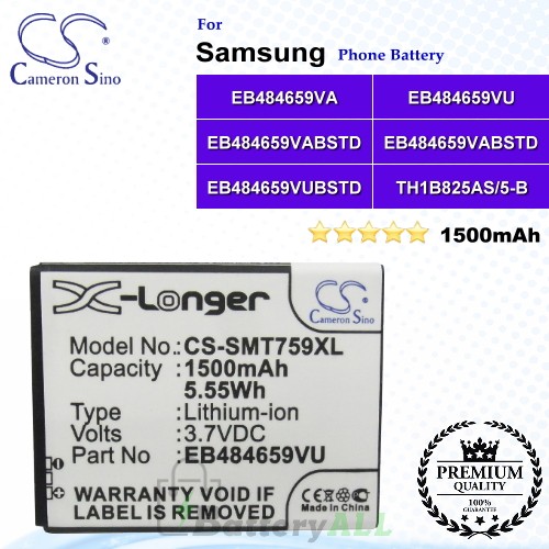 CS-SMT759XL For Samsung Phone Battery Model EB484659VA / EB484659VABSTD / EB484659VU / EB484659VUBSTD / TH1B825AS/5-B