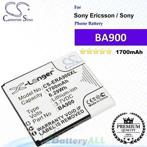 CS-ERA900XL For Sony Ericsson / Sony Phone Battery Model BA900