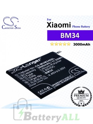 CS-MUM340SL For Xiaomi Phone Battery Model BM34