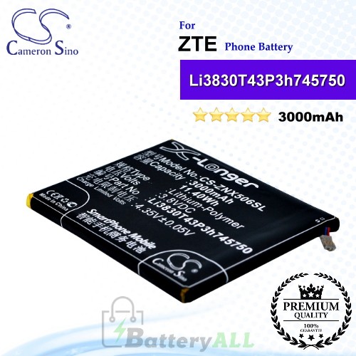 CS-ZNX506SL For ZTE Phone Battery Model Li3830T43P3h745750