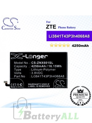 CS-ZNX601SL For ZTE Phone Battery Model Li3841T43P3h4068A8