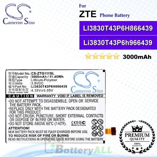 CS-ZTG111SL For ZTE Phone Battery Model LI3830T43P6H866439 / Li3830T43P6h966439