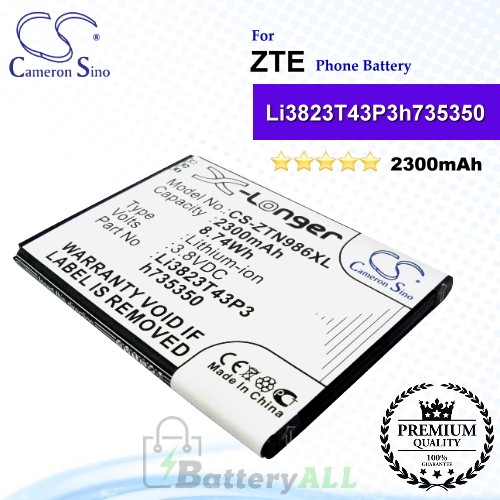 CS-ZTN986XL For ZTE Phone Battery Model Li3823T43P3h735350
