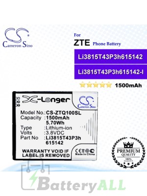 CS-ZTQ100SL For ZTE Phone Battery Model Li3815T43P3h615142 / Li3815T43P3h615142-I