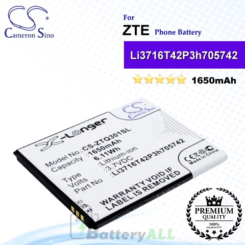 CS-ZTQ301SL For ZTE Phone Battery Model Li3716T42P3h705742