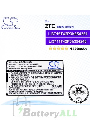 CS-ZTU230SL For ZTE Phone Battery Model Li3711T42P3h354246 / Li3712T42P3h654246h / Li3714T42P3H654251