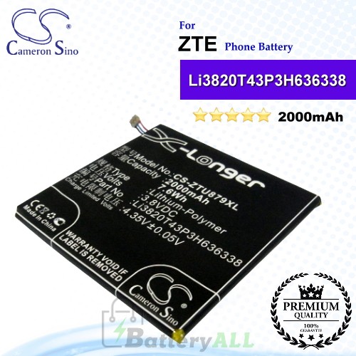CS-ZTU879XL For ZTE Phone Battery Model Li3820T43P3H636338 / Li3820T43PH636338