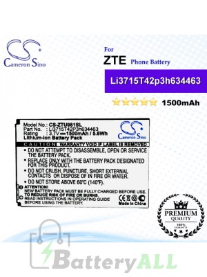 CS-ZTU981SL For ZTE Phone Battery Model Li3715T42P3h634463