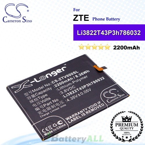 CS-ZTV600SL For ZTE Phone Battery Model Li3822T43P3h786032