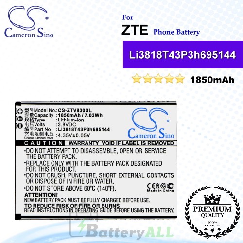 CS-ZTV830SL For ZTE Phone Battery Model Li3818T43P3h695144