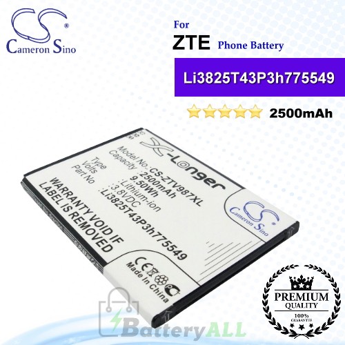 CS-ZTV987XL For ZTE Phone Battery Model Li3825T43P3h775549