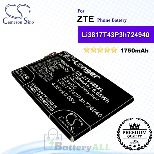 CS-ZTV988XL For ZTE Phone Battery Model Li3817T43P3h724940