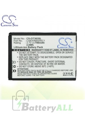 CS Battery for Alcatel One Touch 383A / 505 / 508 / 508 PTT / 508A Battery PHO-OT383SL