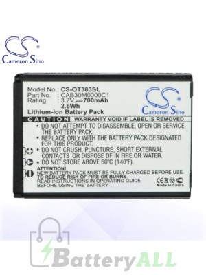 CS Battery for Alcatel One Touch 109 / 203 / 203A / 203E / 204 / 206 Battery PHO-OT383SL