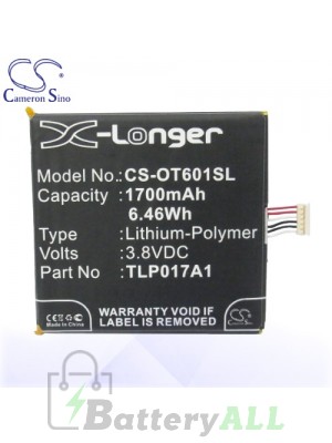 CS Battery for Alcatel OT-6015A / OT-6015X / OT-6016 / OT-6016D Battery PHO-OT601SL