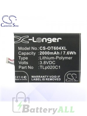 CS Battery for Alcatel OT-6034M / OT-6012X. One Touch Idol 2 Battery PHO-OT604XL