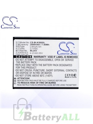 CS Battery for Lenovo BL243 / Lenovo K3 Note / K50-T3s Battery PHO-BLK500SL