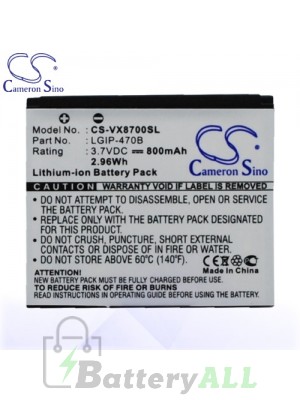 CS Battery for LG LGIP-470B / SBPL0085801 / SBPL0087901 Battery PHO-VX8700SL