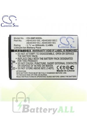 CS Battery for Samsung REX 70 / REX 80 / REX 90 / S3650 Corby Battery PHO-SMF400SL