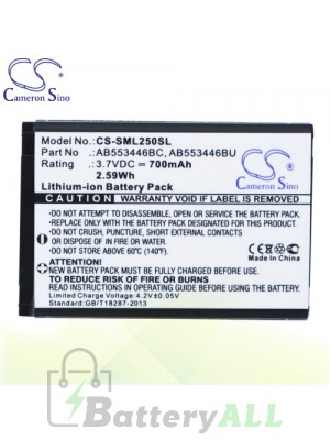 CS Battery for Samsung M3200 / Player Mini / SGH-B108 / SGH-L258 Battery PHO-SML250SL