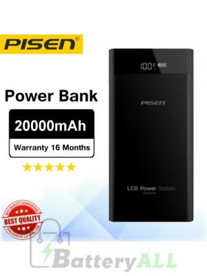 Original Pisen Power bank LCD Power Station PowerBank 20000mAh Black