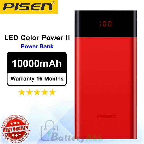 Original Pisen Power bank LED Color Power II PowerBank 10000mAh Red