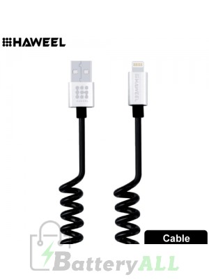 HAWEEL 2A 8 Pin to USB 2.0 Retractable Coiled Data Sync Charging Cable HWL1023S