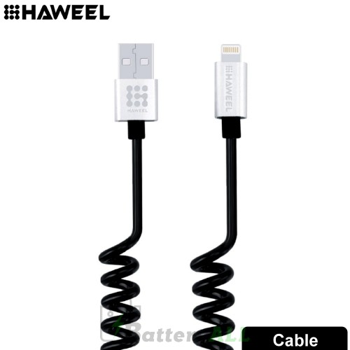 HAWEEL 2A 8 Pin to USB 2.0 Retractable Coiled Data Sync Charging Cable HWL1023S
