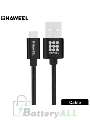 HAWEEL 1m Woven Style Metal Head 3A High Current Micro USB to USB Sync Data Charging Cable HWL1024B