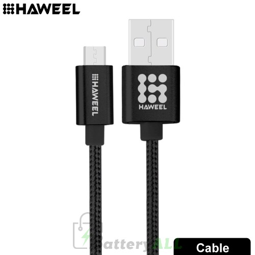 HAWEEL 1m Woven Style Metal Head 3A High Current Micro USB to USB Sync Data Charging Cable HWL1024B