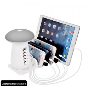 Universal Desktop 5-ports Mushroom-shaped Lamp Intelligent Charger USB Charging Station with LED Indicator IP8P1110