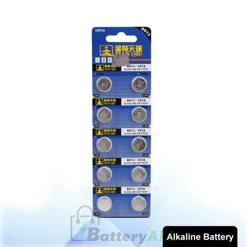 10 PCS AG13 / 357A 1.55V Alkaline Button Battery S-LIB-0305