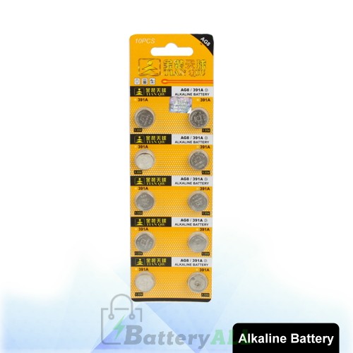 10 PCS AG8 / 391A 1.55V Alkaline Button Battery S-LIB-0314