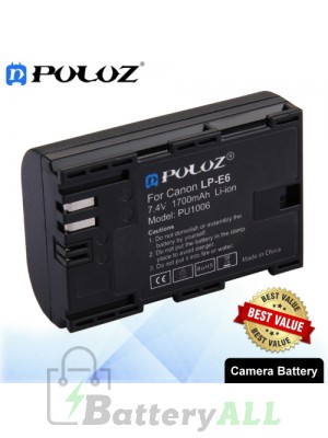 PULUZ LP-E6 7.4V 1700mAh Camera Battery for Canon 5D Mark II III IV 5D2 5D3 5D4 5DS 5DS R 6D Mark II 7D Mark II 6D 7D 80D 70D 60D 60Da PU1006