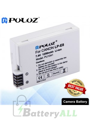 PULUZ LP-E8 7.4V 1250mAh Camera Battery for Canon EOS Rebel T5i / EOS Rebel T4i / EOS Rebel T3i / EOS Rebel T2i PU1041