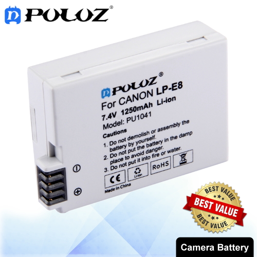 PULUZ LP-E8 7.4V 1250mAh Camera Battery for Canon EOS Rebel T5i / EOS Rebel T4i / EOS Rebel T3i / EOS Rebel T2i PU1041