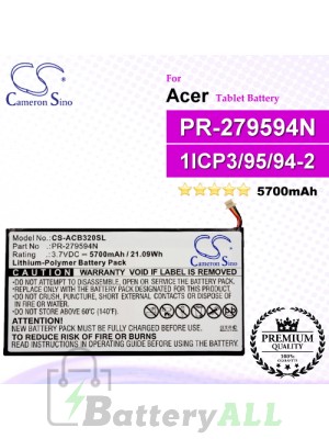 CS-ACB320SL For Acer Tablet Battery Model PR-279594N / PR-279594N(1ICP3/95/94-2)