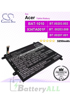 CS-ACT500SL For Acer Tablet Battery Model 934TA001F / BAT-1010 / BT.00203.002 / BT.00203.008 / BT.00207.001