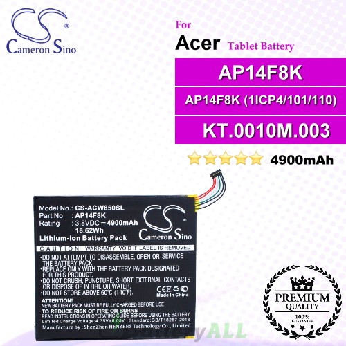 CS-ACW850SL For Acer Tablet Battery Model AP14F8K / AP14F8K (1ICP4/101/110) / KT.0010M.003